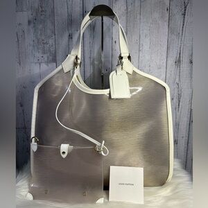 LOUIS VUITTON epi plage vinyl shoulder bag in clear white
